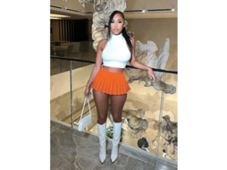 Saia Mini Plissada Fasst com Alta Elasticidade para Mulher Estilo Y2k Verão 2023 Roupa Sexy de Club | S/MARCA