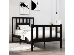 Vidaxl Estrutura Cama Pequena Solteiro 75x190 Cm Madeira Maciça Preto