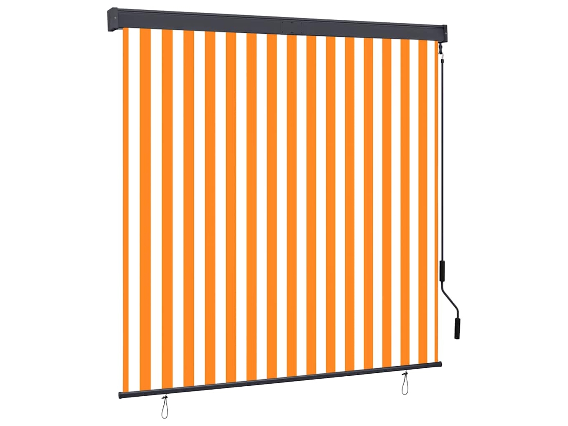 Vidaxl Estore De Rolo Para Exterior 160x250 Cm Branco E Laranja