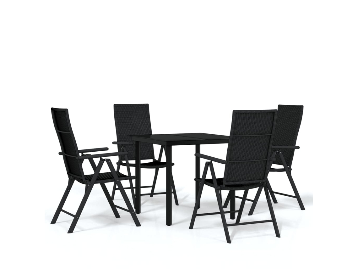 Garden Dining Set, Garden Dining Sets Vidaxl Preto Aço (mesa Com 80 Cm De Comprimento)