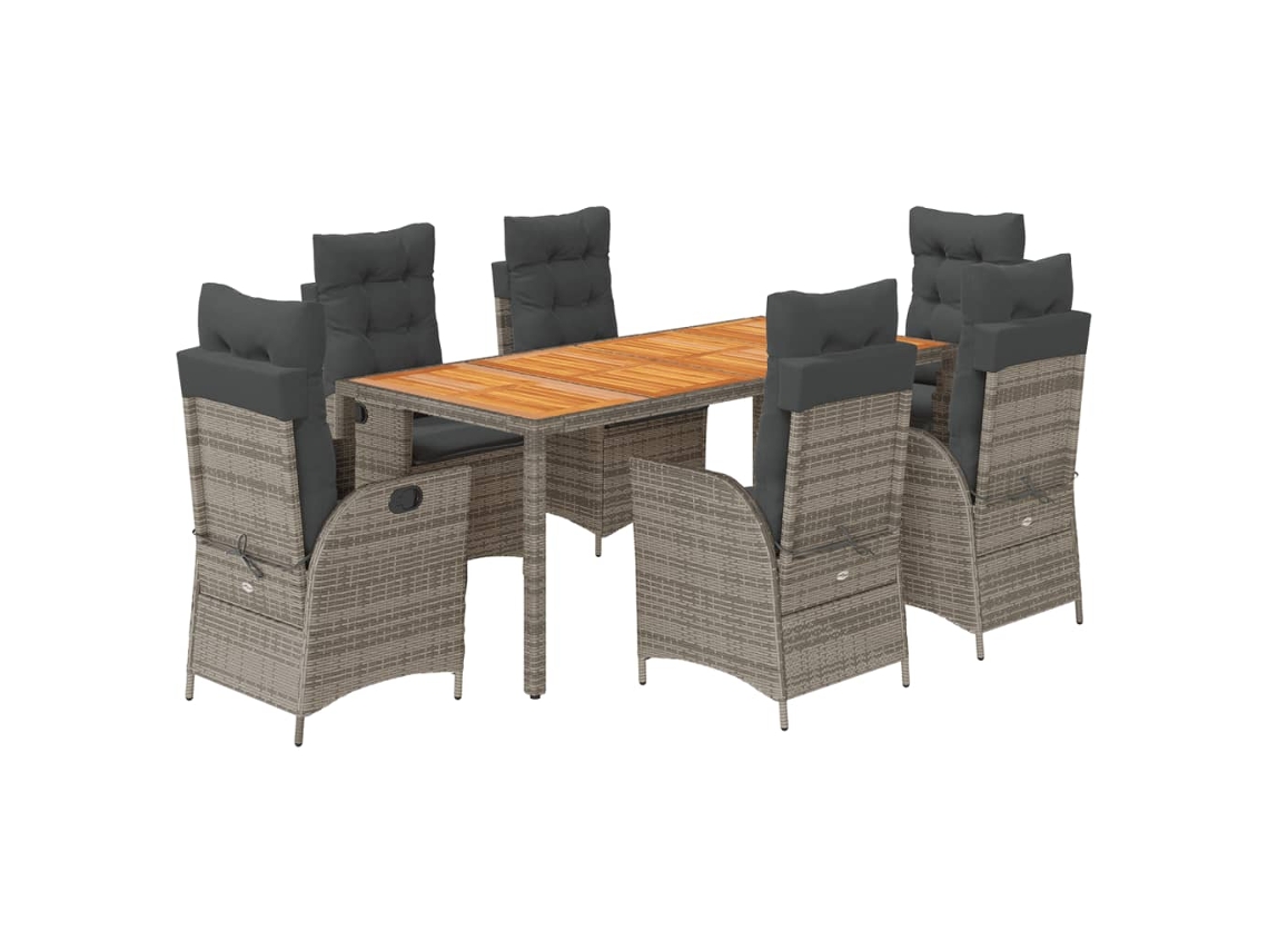 Garden Dining Set, Garden Dining Sets Vidaxl Cinzeto Rattan / Vime (190 Cm Table Length)