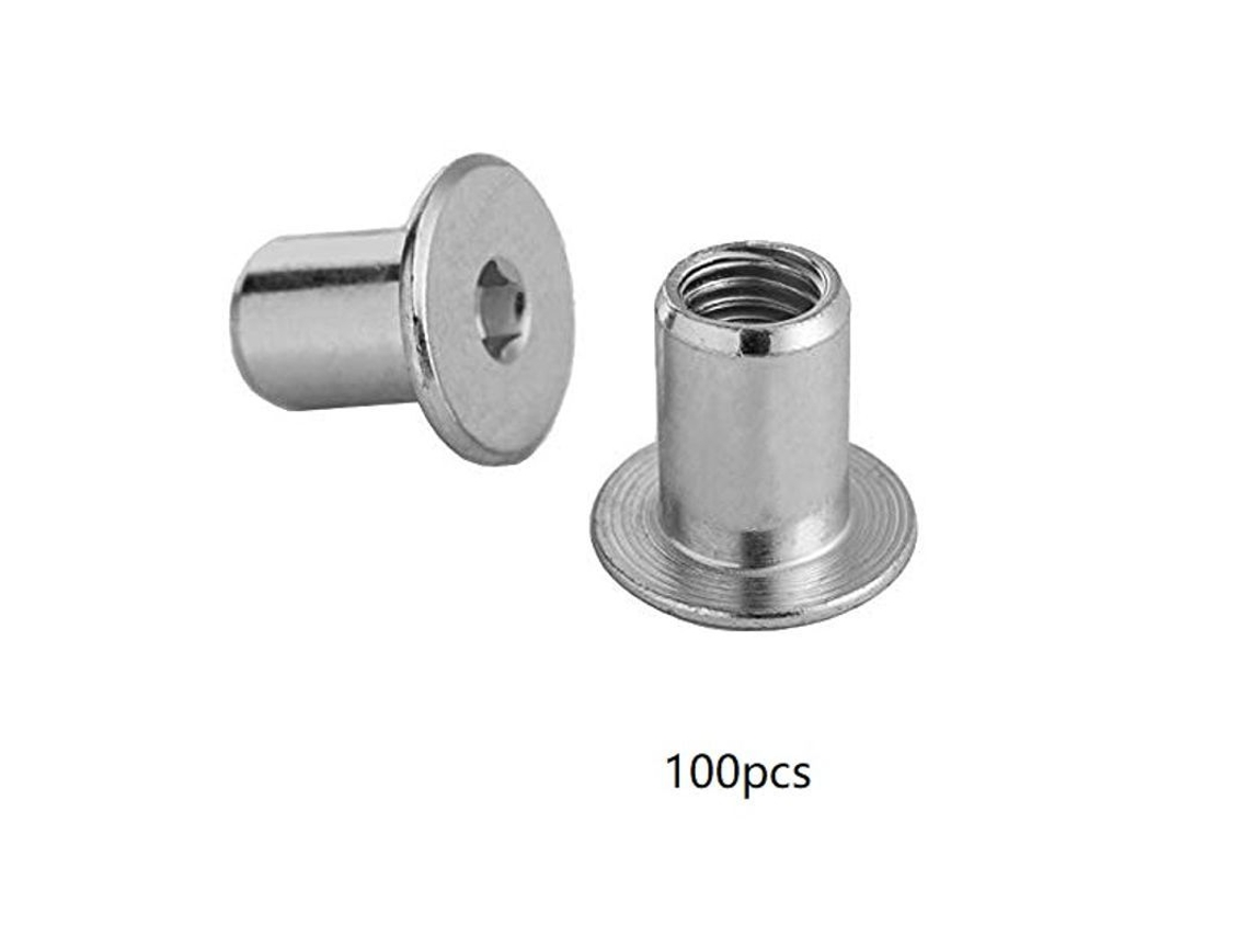 Tuerca De Cabeza Plana Con Hexagonal M6 X 15 X 10 Mm 100 Piezas Acero Galvanizado Jol