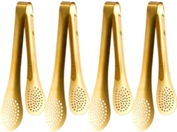 Conjunto De 4 Pinças Aço Inoxidável Banhadas A Ouro, Com 22, 9cm De Comprimento, Ideais Para Cozinhar, Servir Saladas