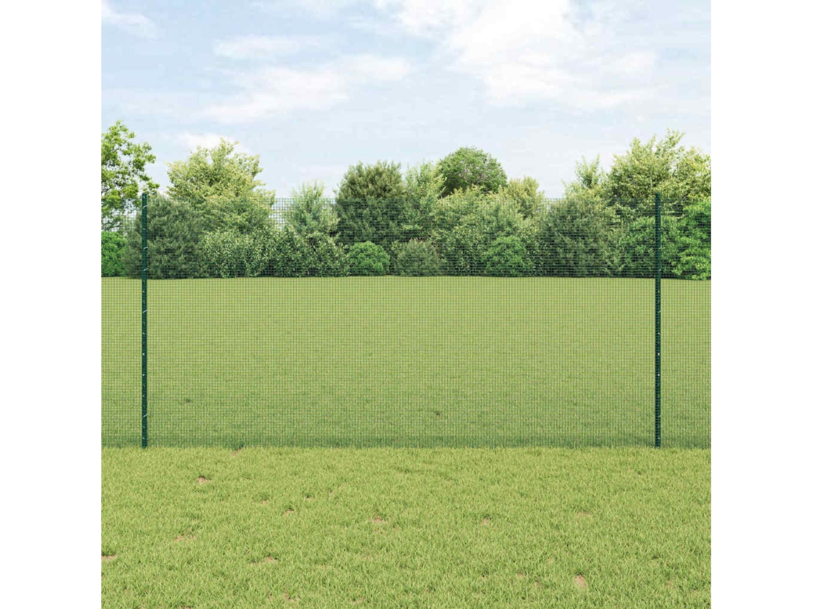 Vidaxl Cerca De Arame Soldado Com Postes 10 X 1,2 M Verde Malha
