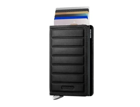 Carteira Fólio, Premium SECRID Slimwallet Emboss Lines Preto
