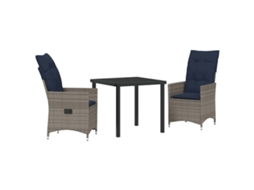 Maison Exclusive - Conjunto De Mesa E Cadeiras 3 Pcs Cinzeto Rattan De Pe