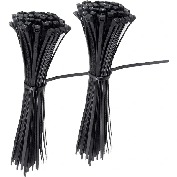 Zíper De Nylon Com Abraçadeiras Autotravantes De 10 Cm (4 Polegadas), Pacote Com 200 Unidades, Preto.
