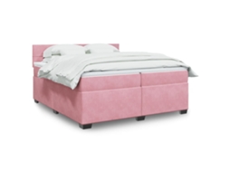 Vidaxl Cama com Molas/colchão 200x200 Cm Veludo Rosa