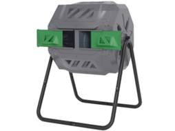 Compostor De Tambor Giratório Com Capacidade 160l De Dupla Câmara E Ventilação Para Resíduos Orgânicos 71x65x96 Cm Cinza E Verde