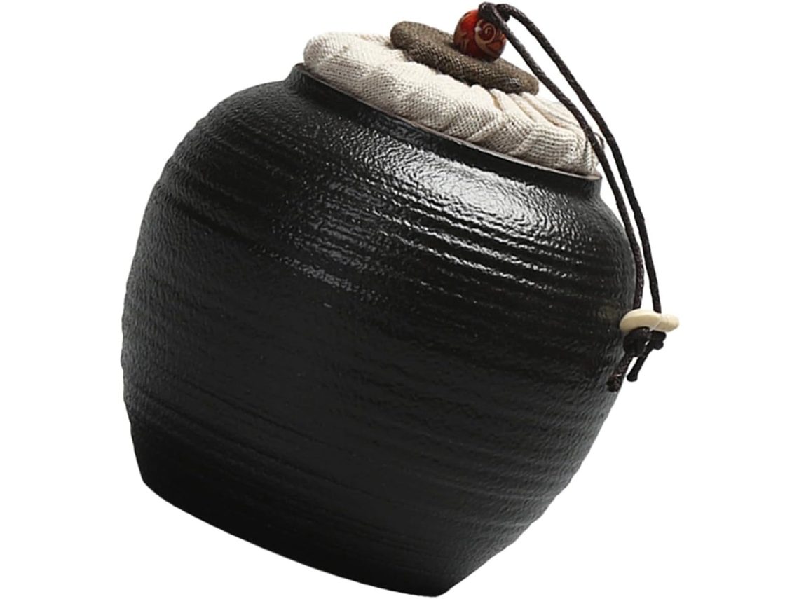 Pote De Cerâmica Stobaza 150ml Com Tampa Hermética Para Chá, Design Vintage, Ideal Para Manter Alimentos Frescos Na