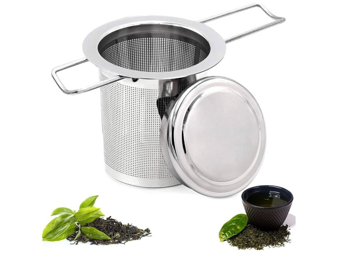Colador De Té De Acero Inoxidable Con Tapa, Infusor Fino Y Manijas Plegables Para Teteras Y Tazas