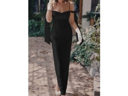 Vestido de festa S/MARCA em cetim, sem mangas, longo, verão, primavera, moderno