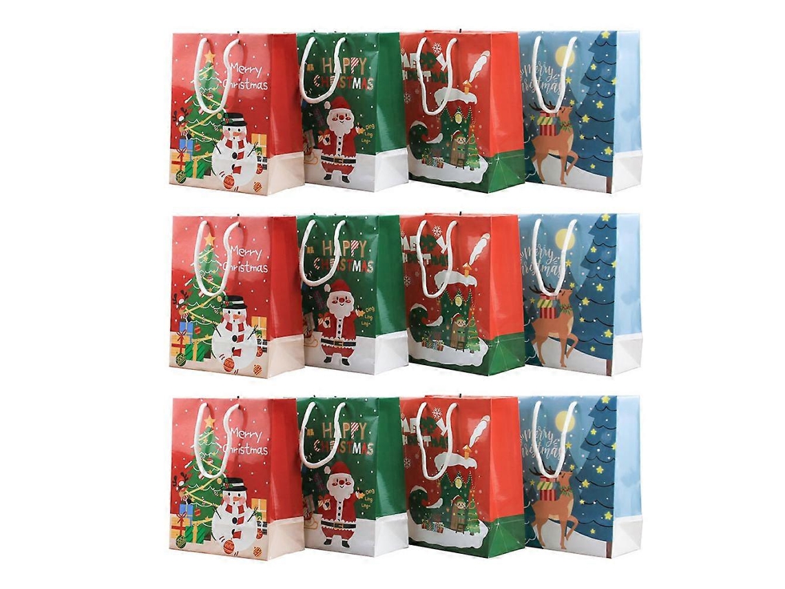 Sacos De Presente De Papel Resistente, Para Doces E Snacks, Natal, Conjunto Com 24 Unidades