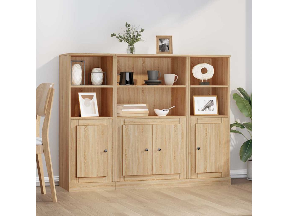 Vidaxl Aparadores Altos 3 Pcs Derivados De Madeira Cor Carvalho Sonoma
