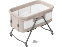 Berço De Viagem Conversível Para Bebês, Dobrável, Berço Balancê Ao Lado Da Cama, 93x55x73 Cm, Khaki Básico