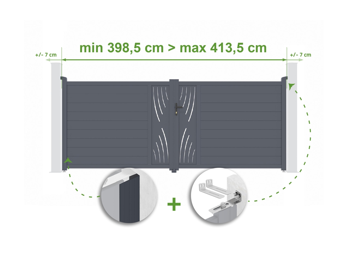 Portão De Batente Ajustável Largura 4m Veleta H.160cm Alumínio Cinza Casanoov
