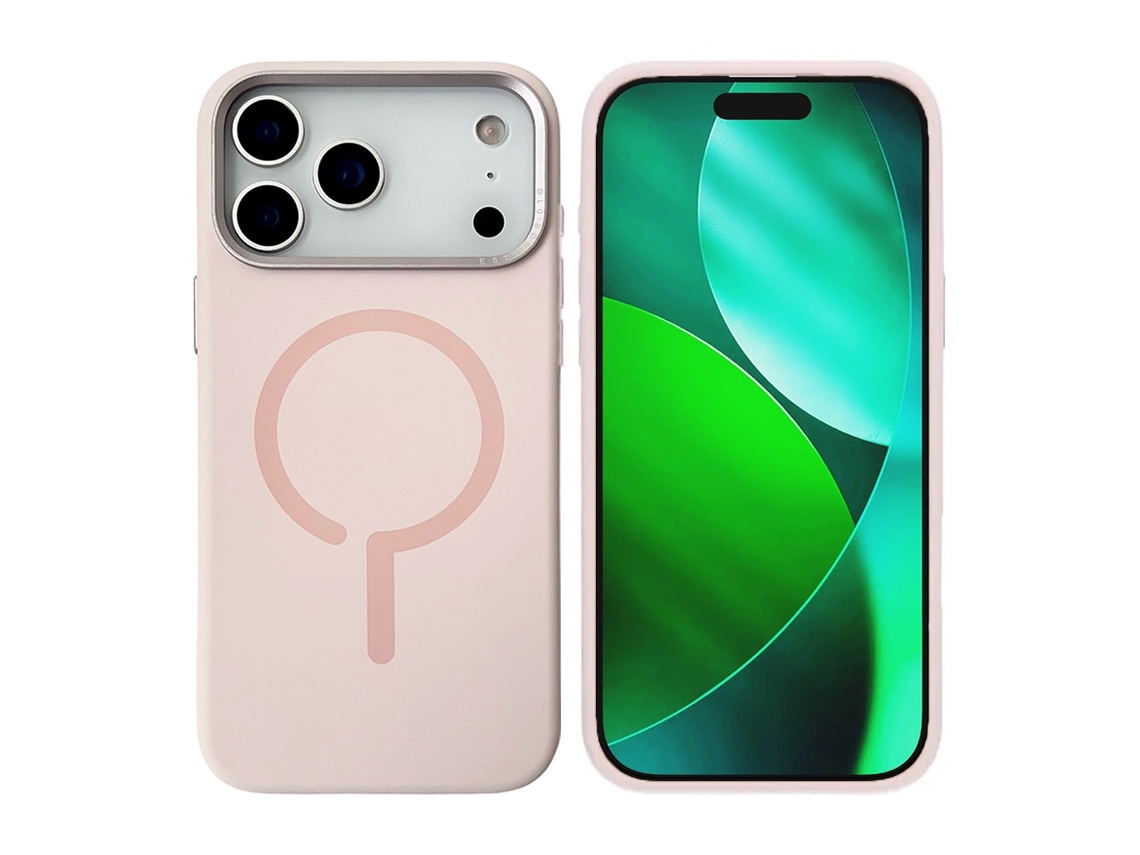 Capa De Silicone Para Celular Com Moldura De Metal Para Câmera Para Iphone 17 Pro - Rosa