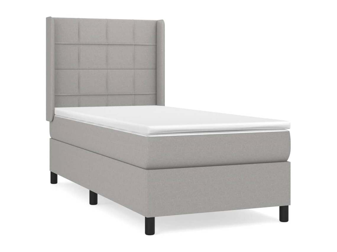 Cama com Molas e Colchão Tecido Cinzento Claro MAISON EXCLUSIVE (100x200 cm)