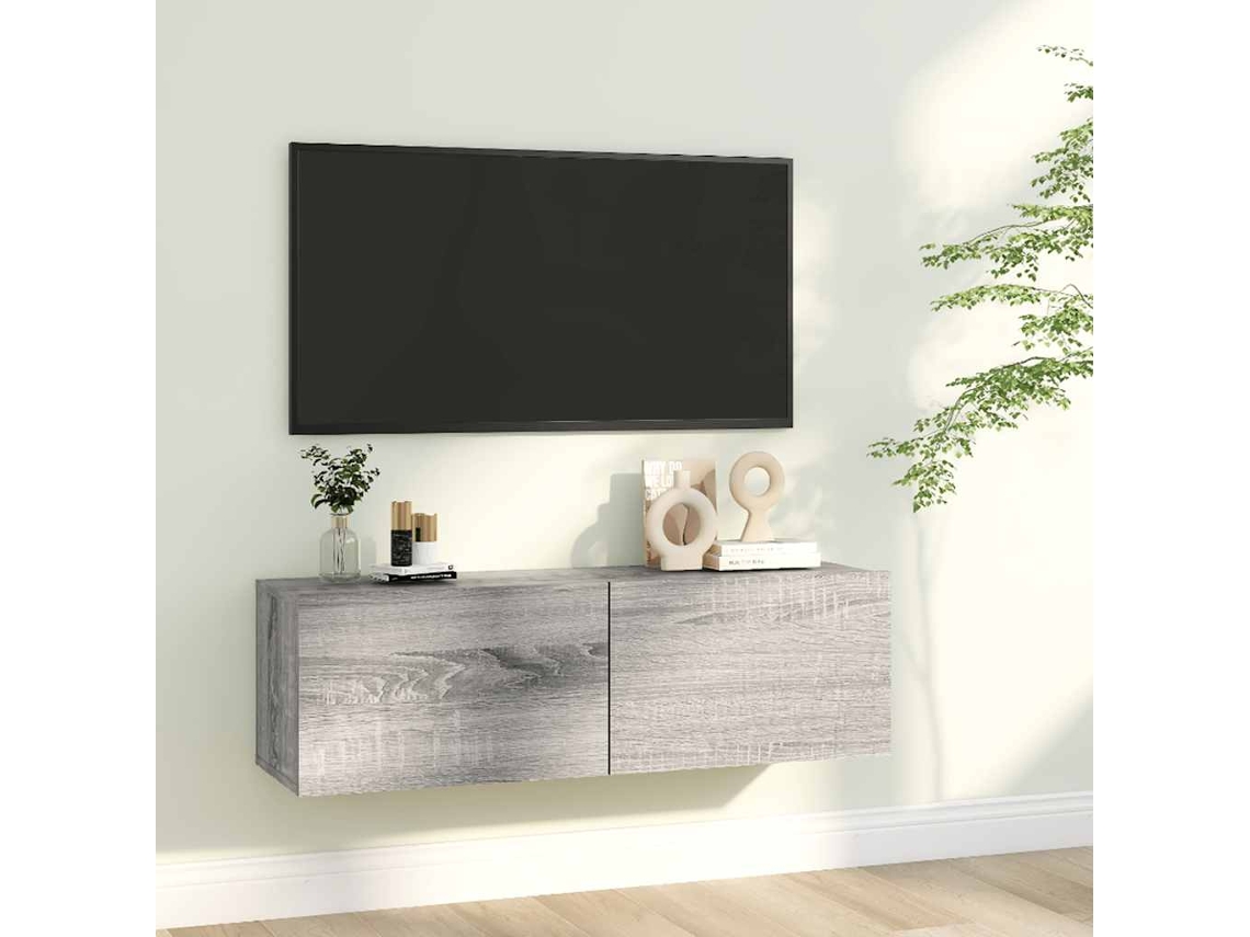 Vidaxl Móvel Parede Tv 100x30x30 Cm Derivados De Madeira Cinza Sonoma