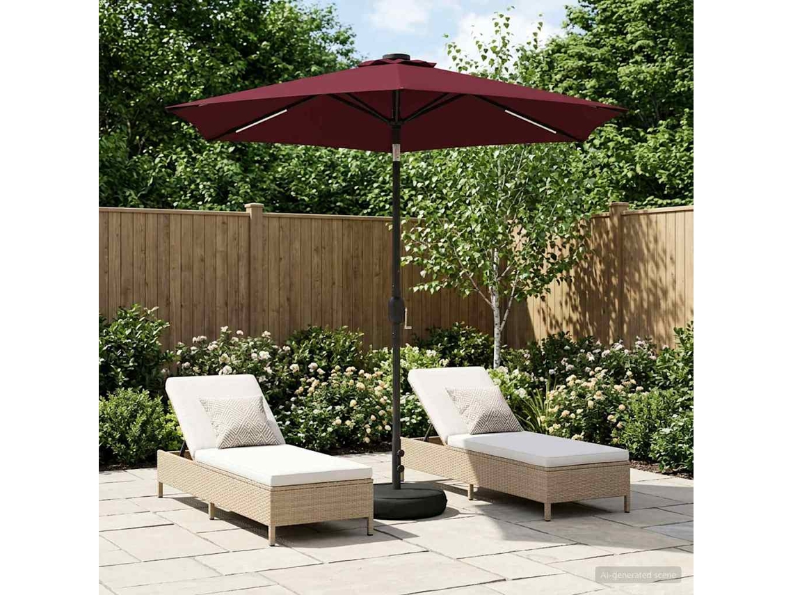 Vidaxl Parasol De Jardim Com Luzes Led E Base 230 X 230 Cm Poliéster