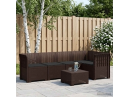 Vidaxl Sofá De Jardim De 5 Pessoas Com Almofadas Visual De Rattan Pp