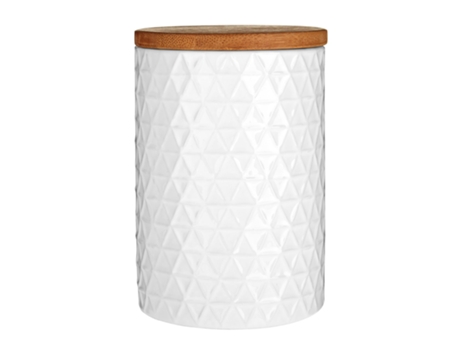 Recipiente PREMIER HOUSEWARES Triângulo branco com tampa de bambu