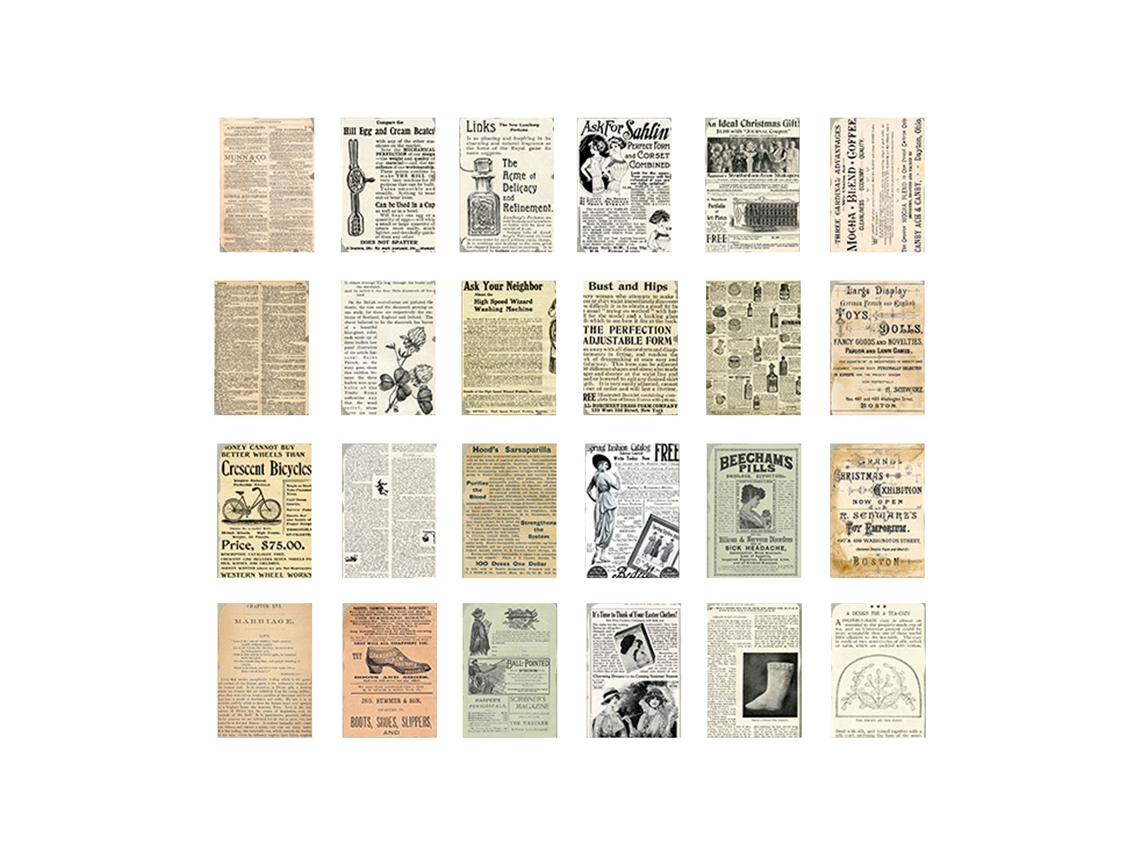 Set de Acessórios Vintage para Scrapbooking 25 Folhas Materiais Diy Papel Adesivos para Álbum Diário