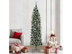 Vidaxl Árvore Slim De Natal Artificial Verde E Branco 210 Cm