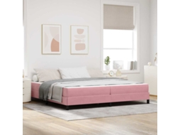 Vidaxl Cama Box Com Colchão Rosa 200 X 200 Cm Tecido