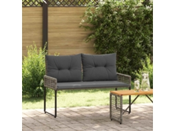 Vidaxl Banco De Exterior Cinza 118 X 55 X 82 Cm Rattan Pe E Tecido