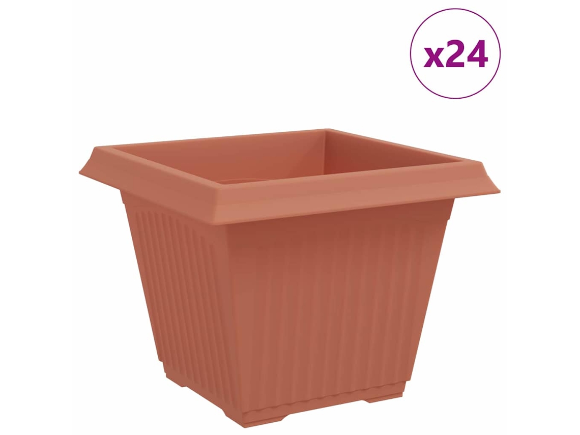 Vaso Quadrado para Flores 24 Pcs Vermelho Tijolo Plástico VIDAXL