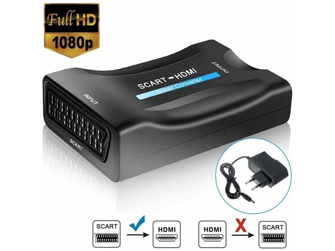 Conversor Scart Para Hdmi, Conversor De Vídeo Scart Para Hdmi 1080p/720p Compatível Com Hdtv Stb Vhs Xbox Ps3 Sky Dvd Blu Czyddd