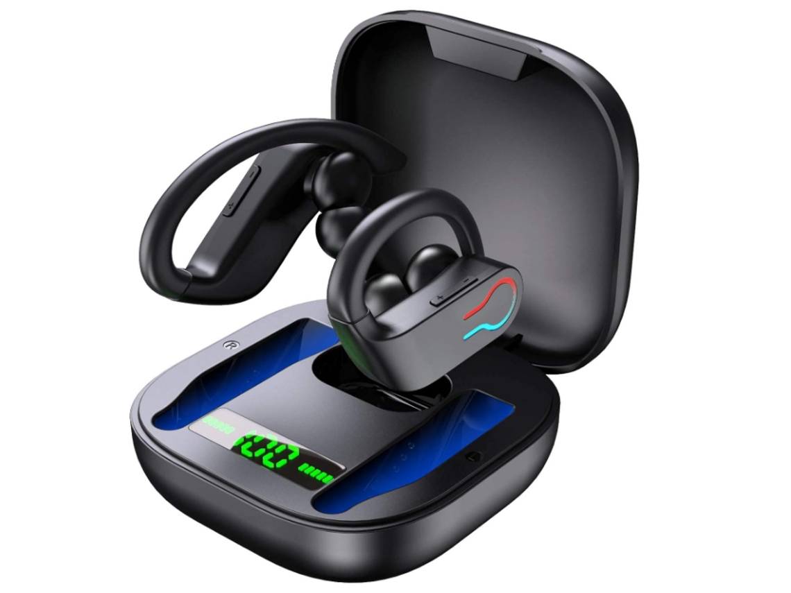 Fones Bluetooth Chronus TWS Esportivo com Controle de Toque e Tela Led Preto JIAPEI