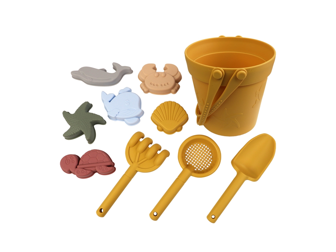 Yuysan Conjunto De Brinquedos De Praia Em Silicone, 10 Peças Laranja