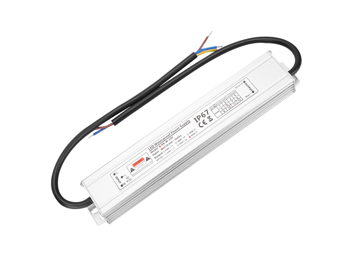 Transformador De Potência À Prova D'água Laxiscreed 60w 5a Ip67 Para Iluminação Contínua