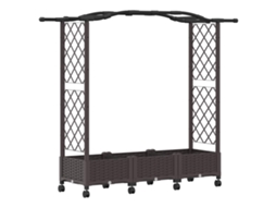 Vidaxl Cama Elevada Com Treliça E Rodas Castanho 169 X 40 X 129 Cm Pp