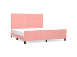 Bed Frame With Headboard, Bed Frames With Headboards Vidaxl Cor-de-rosa Veludo (160 X 200 Cm)
