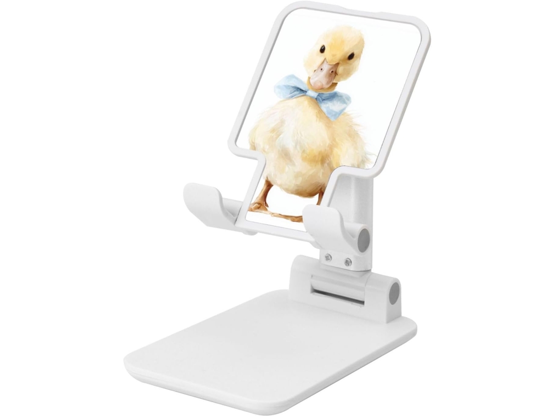 Suporte Dobrável Para Celular Em Formato De Pato Com Laço Azul Aquarelado Altura E Ângulo Ajustáveis Compatível Todos Os