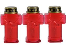 Conjunto de 3 Velas Elétricas Decorativas em Formato de Cruz, Sem Chama, para Cemitério. SFUSHOS