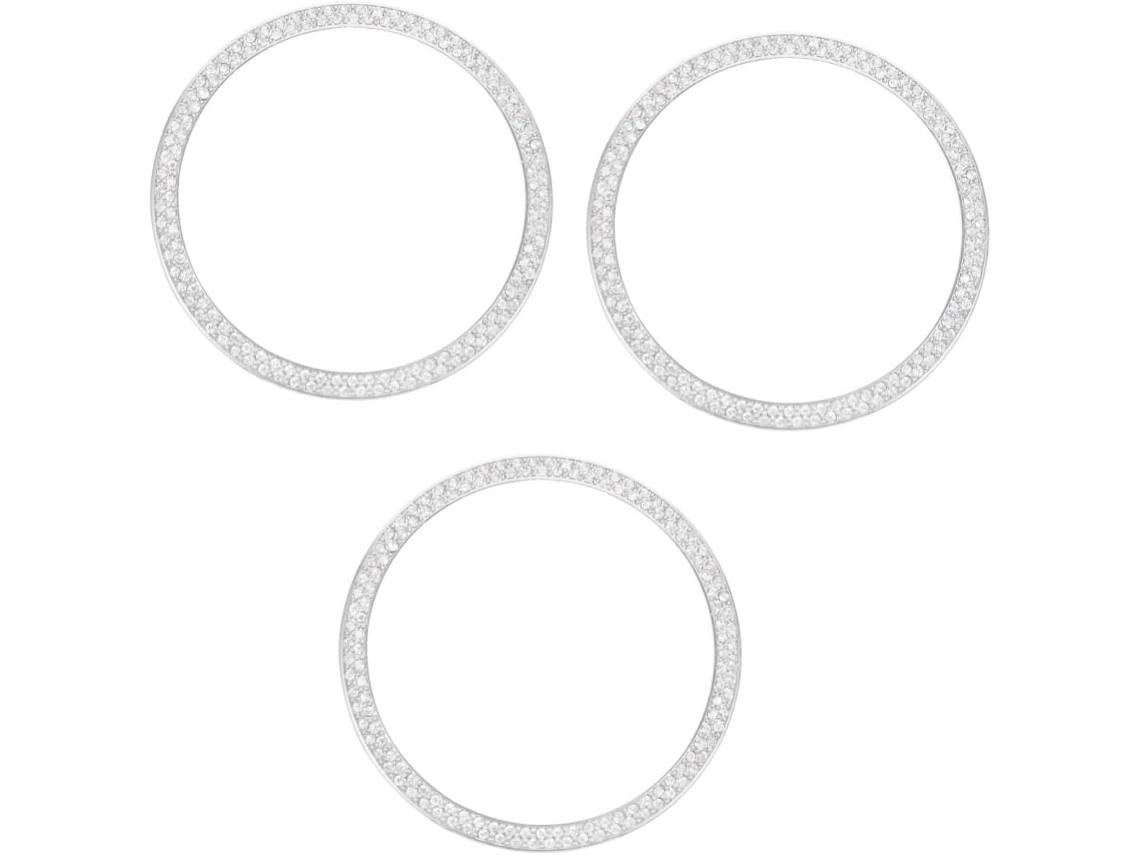 Conjunto De 3 Peças Facetadas Em Aço Inoxidável Para Relógio, Caixa Metálica E Bisel Com Diamantes.
