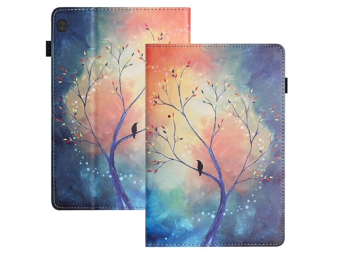 Capa De Couro Inteligente Para Tablet Lenovo Tab M10 Com Textura De Lichia E Costura.