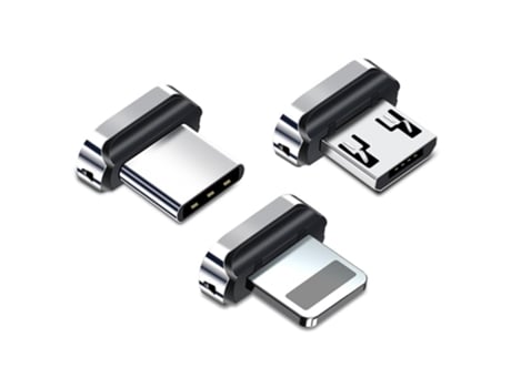 Adaptador De Cabo Magnético Fonken Cabeça De Plugue De Poeira Com Pontas De Conector De Carregamento Para Iphone Micro Usb Tipo-c