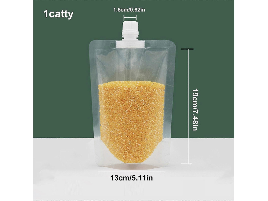 10 Bolsas Herméticas Anti humedad para Granos com Bico, Transparentes para Armazenamento de Alimentos 0,5 Litros