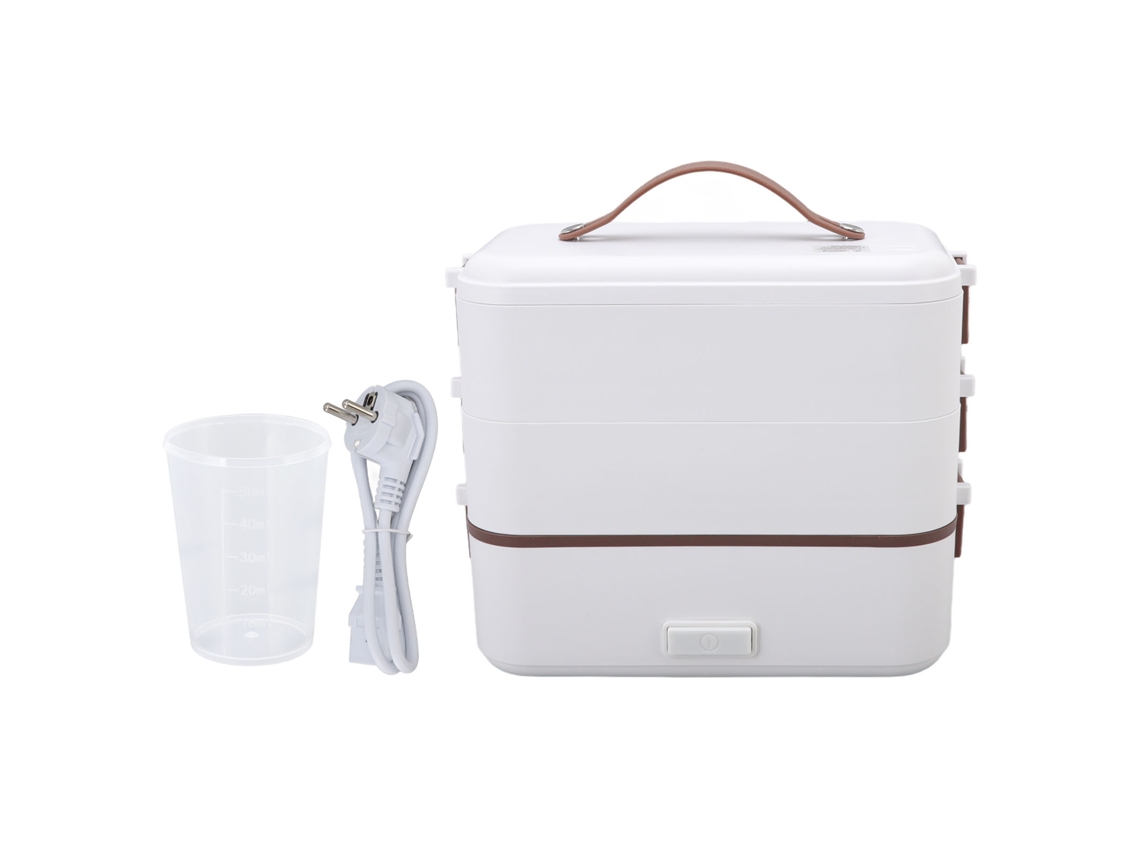 Caixa de Almoço Elétrica 1.2L S/MARCA, 3 Camadas, Inox, Pp, Alça Silicone, Plug UE 220V