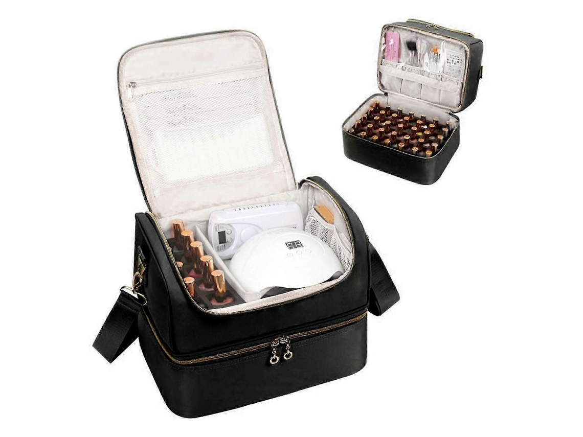 25 26 Nail Polish Organizer Case, Supplies Storage Box Holds 45 Bottles Lamp, Travel Tech Carrying Case GOKOCO