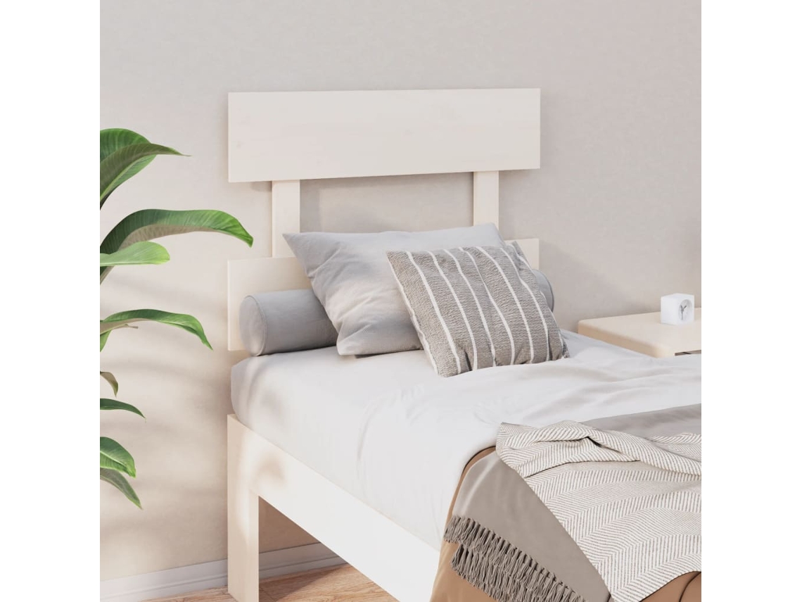 Vidaxl Cabeceira De Cama 93,5x3x81 Cm Pinho Maciço Branco