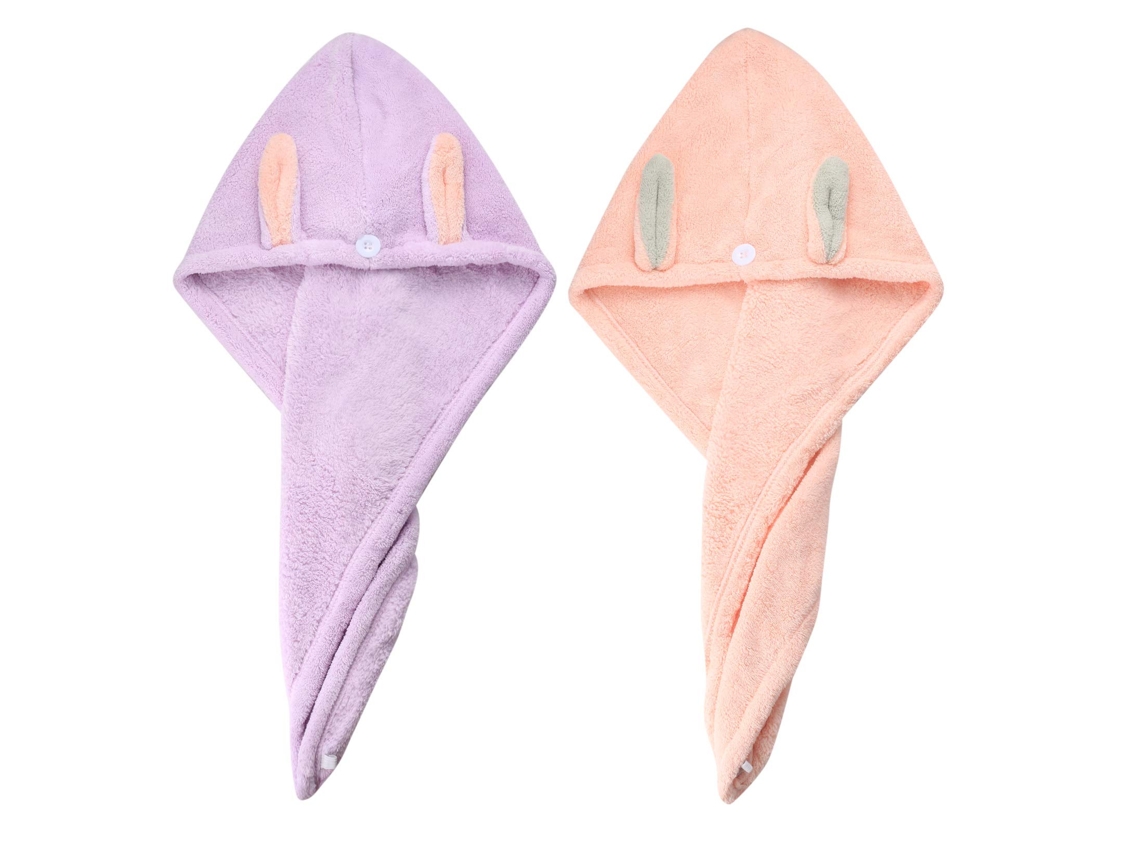 2 Turbantes De Cabelo, Toalhas De Cabelo De Microfibra, Rosa E Roxo