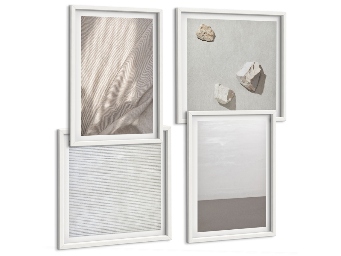 Composição De Quadros Decorações Abstratas Coloridas Moldura Branca Pinturas De Quarto Espelharte (conjunto De 4 Imagens)