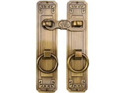 Puxador De Porta Madeira E Latão Em Estilo Chinês, Conjunto De Trinco Antigo Para Pátio, Fechadura Retrô Com Argola