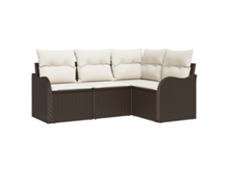 Conjunto 4 Conjunto De Sofá De Jardim Vidaxl Castanho Vime Pe (55 X 55 X 37 Cm)